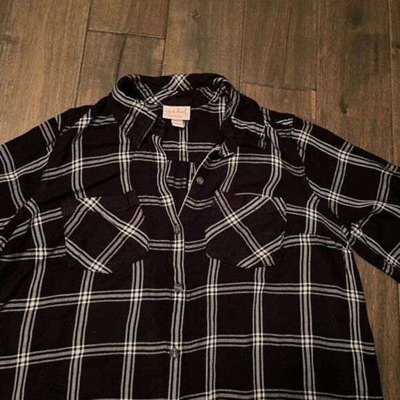 Isabel Maternity Black & White Plaid Button Down S - Picture 2 of 4